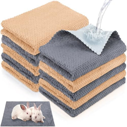 VitalCozy 10Pcs Guinea Pig Cage Liner Washable, Grid, 18x24 Inch, Coffee