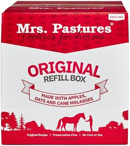 Mrs Pastures Cookies and Treats for Horses - Premium Horse Treats - Made with Apples, Oats, and Rolled Barley - Preservative Free - All Natural Ingredients - No Corn or Soy (35lb Refill Box)