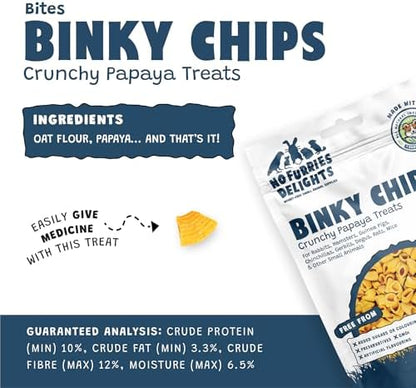 Treats, 100% All Natural Mini Bites for Rabbit Hamster Guinea Pig Chinchilla Pet Rat Mice Gerbil Bird Healthy Enrichment Bonding Rewarding (50g, Binky Chips)