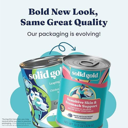 Solid Gold Sensitive Stomach Wet Dog Food, Meal & Topper, Adult Dogs, 6ct