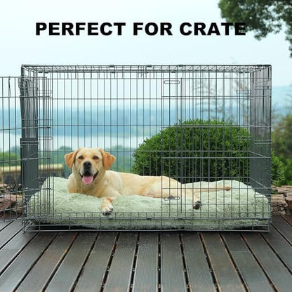 Bedfolks Waterproof Dog Crate Bed, Plush Large Dog Pad, 47"x29", Sage Green