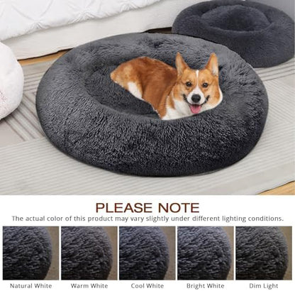 JOLLYVOGUE Dog Beds Large Sized Dog, Calming Anti-Anxiety Dog Bed, Fluffy Donut Cushion for Extra Large Pets (45")