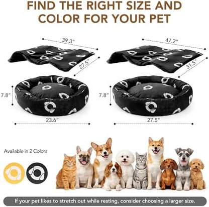 PETNOVO Dog Bed with Reversible Blanket for Cats and Small to Medium Dogs