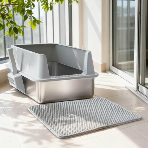 Stainless Steel Litter Box with Lid L to XL,Metal Cat Litter Box