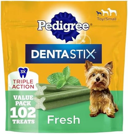 Pedigree Dentastix Small & Toy Breed Dental Dog Treats, Fresh, 102 Count