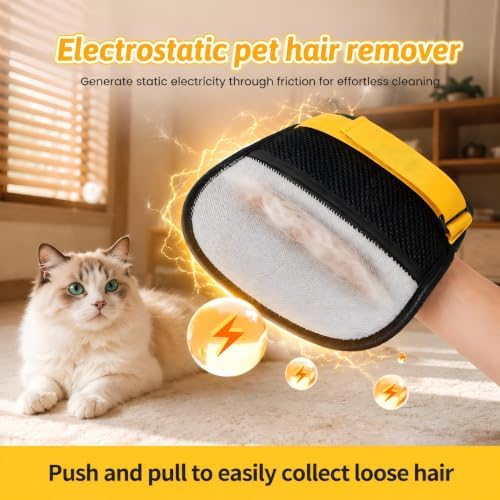 Electrostatic Pet Hair Removal Glove, Quick Wiping&Reusable