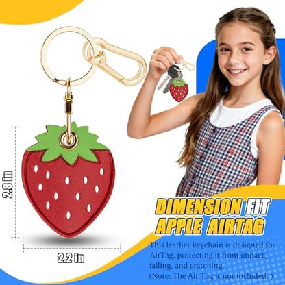 Leather Keychain Holder Case for AirTag, Cute Protective Cover for Apple Airtag KeyChain, GPS Tracker Item Finder