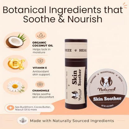 Natural Dog Company Skin Soother Dog Balm, 2oz Tin + 0.15oz Stick