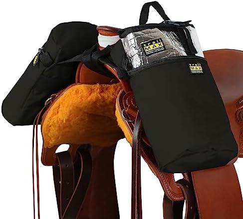 TrailMax Horse Horn Bags for Trail Riding – Medium & Large Western Saddle Horn Bags for Horses & Mules, Insulated Trail Gear with Secure Fit & Grab-and-Go Liners, Large, Black