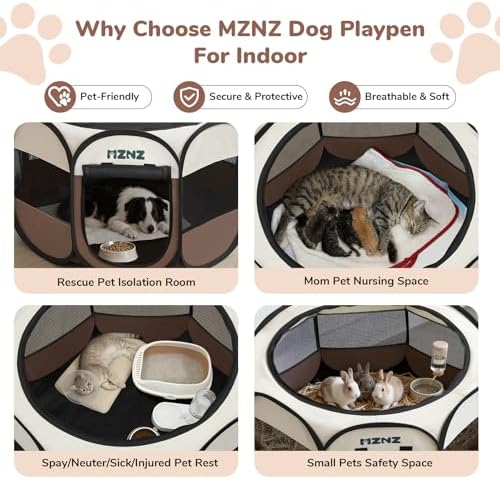 Dog Cat Small Animal Puppy Playpen Crate, Large, Brown