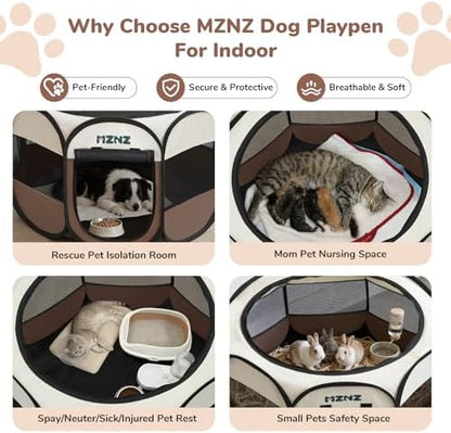 Dog Cat Small Animal Puppy Playpen Crate, Large, Brown