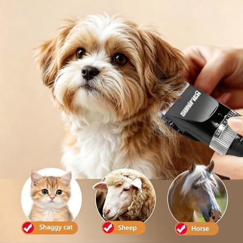 Professional Dog Grooming Clippers for Thick Coat - Dog Hair Trimmer for Grooming Kit- Sheep Shears for Thick Hair – Pet Grooming Clippers for Dogs, Cats, Sheeps, Horse (Black)
