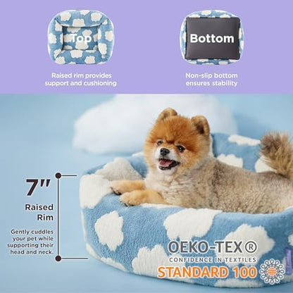 LE SURE Cute Dog Bed for Small Dogs Jacquard Washable Puppy Beds,25x21x7in