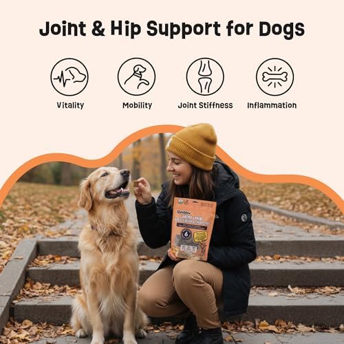 Gruffies Joint & Hip Dog Treats, Peanut Butter Soft Treats with Turmeric, Ginger & Flaxseed, USDA Organic, Non-GMO, Soy-Free, Wheat-Free, Corn-Free, Made in Canada, 6 oz (Pack of 1)