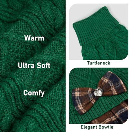 KYEESE Dog Sweater Dress for Small Dogs Turtleneck Thick Knit Pullover