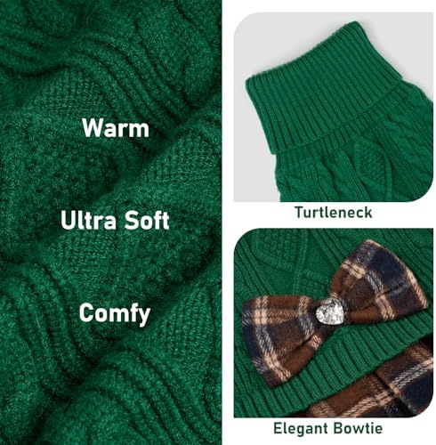 KYEESE Dog Sweater Dress for Small Dogs Turtleneck Thick Knit Pullover