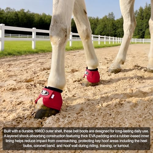 Horse Bell Boots for Outdoor Sports(Crimson Red, XL)