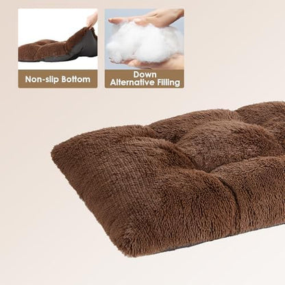 EHEYCIGA Fluffy Dog Crate Bed for Small Dogs, Plush Crate Pad, Coffee