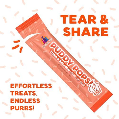 Weruva Puddy Pops, Tuna and Salmon Lickable Cat Treats, 0.5oz Tube, Pack of 5