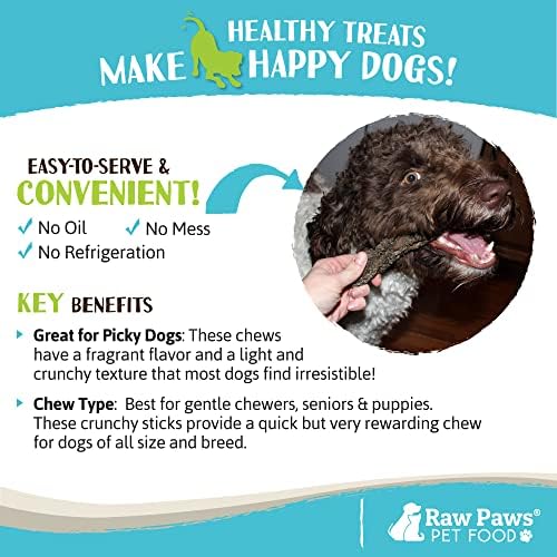 Raw Paws Green Beef Tripe Sticks for Dogs, 6-Inch (5-Count) - Dehydrated