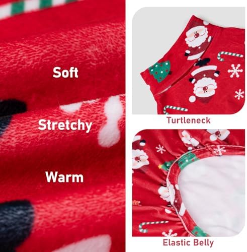 KYEESE Dog Christmas Pajamas for Small Dogs Red Santa Velvet Onesie