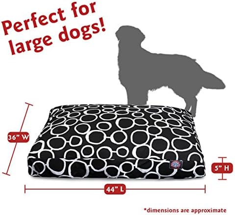Majestic Pet Rectangular Dog Bed, Large, 44x36x5 in, Washable, Black