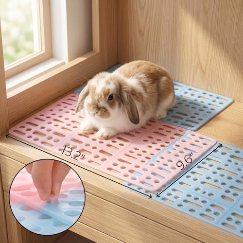 Lyellfe 12 Pack Plastic Rabbit Cage Mat with Snap Joint