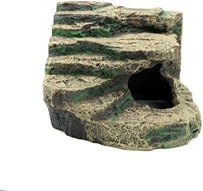 JIHAQUA Large Resin Reptile Tank Accessories Hideouts Cave