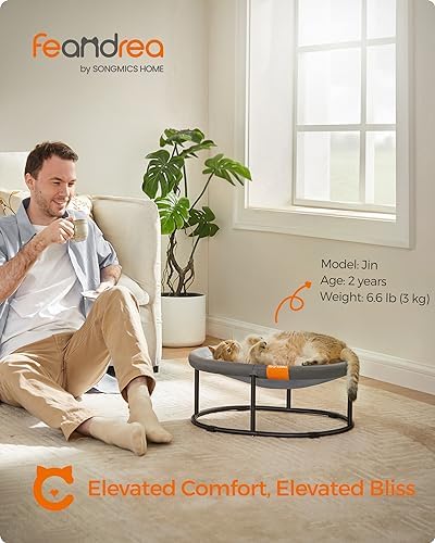 Feandrea Elevated Cat Bed, Breathable Hammock, Washable Mesh