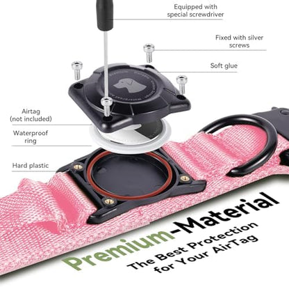 2026 Upgrade Waterproof Tactical AirTag Dog Collar, Built in AirTag Holder