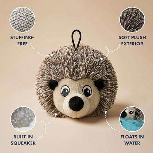 PetLou D.O.G'Z 4-inch EZ Squeaky Hedgehog Dog Plush Toy,Durable Squeaks Bouncy Ball Dog Toy