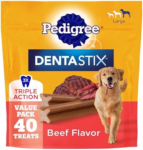 Pedigree Dentastix Large Breed Dental Dog Treats, Beef Flavor, 40 Count