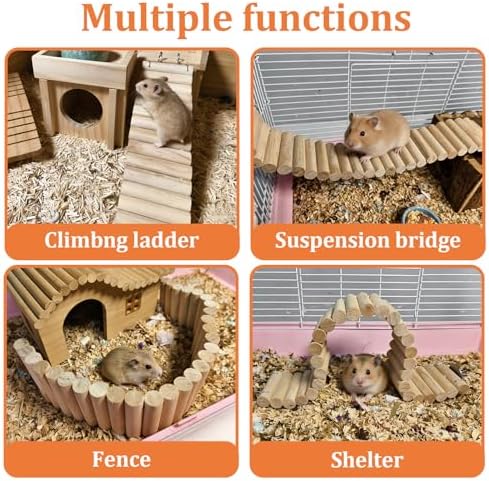 15.7x2.4In Wood Hamster Bridge Climb Toys for Rat Gerbil Sugar Glider Mice