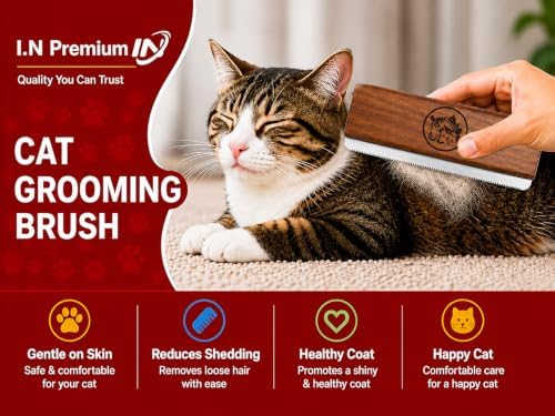 Original Deshedding Grooming Tools for Dogs, Cats & Horse Easy Ergonomic Wooden Groom pro Professional Brush Grooming Tool, Remove painlessly 95 Percent of Lose Hair Fur & Dirt (5 inch)