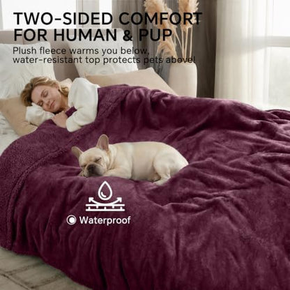 Luciphia Waterproof Blanket for Large Dog, Reversible Sherpa Couch Cover