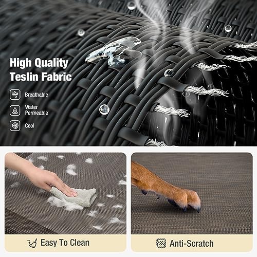 Veehoo Cooling Elevated Dog Bed, Raised Dog Cot with Guardrail & Headrest