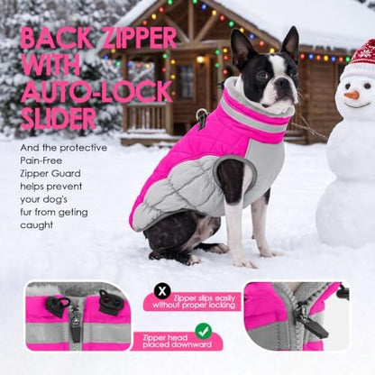AOFITEE Dog Winter Coat Warm Dog Coat with Harness Waterproof Dogs Jacket