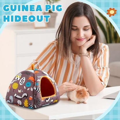 Cinnvoice 4 Pcs Hamster Hideout Bed Small Pet House Washable 7 x 6.7 in