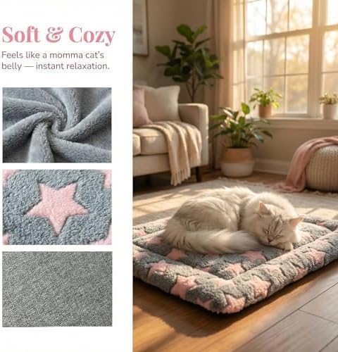 Cat & Dog Bed Mat - Reversible Dog Crate Bed Mats, Soft & Breathable Kennel Pad, Durable Crate Bed for Extra Small Dogs & Cats