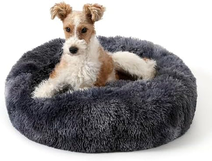 NOYAL Donut Dog Bed for Small Medium Pets, Plush Calming Faux Fur