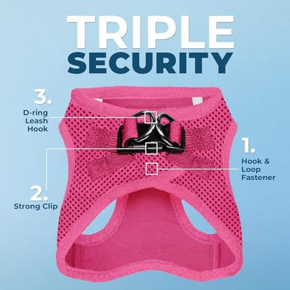 Best Pet Supplies Voyager Step-in Air All Weather Mesh Harness and Reflective Dog 5ft Leash Combo with Neoprene Handle, for Small, Medium and Large Breed Puppies - Fuchsia, Large