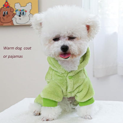 Dinosaur Dog Costume, Winter Dog Pajamas for Small Dogs, Warm Puppy Hoodies, Blue Cold Weather Coat for Cat, Warm Pet Clothes for Christmas Halloween. (Green-2, Large)