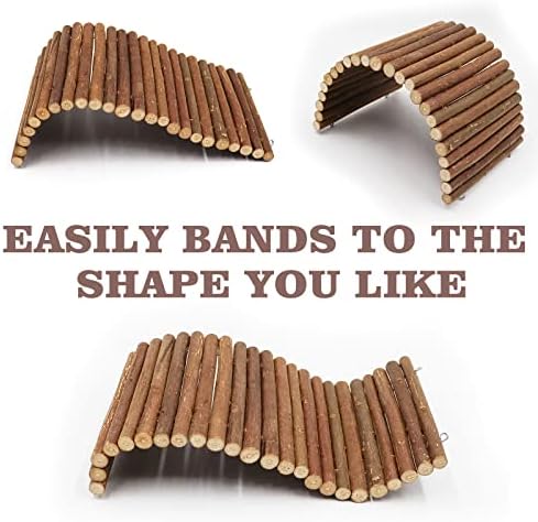 Hermit Crab Climbing Toys, Wooden Hermit Crab Hideout, Reptile Tank Habitat Decor, Bendable Ladder Bridge Tunnel Toys for Lizard Chameleon Hamster Rats Chinchilla Guinea Pig Rabbit Bearded Dragon
