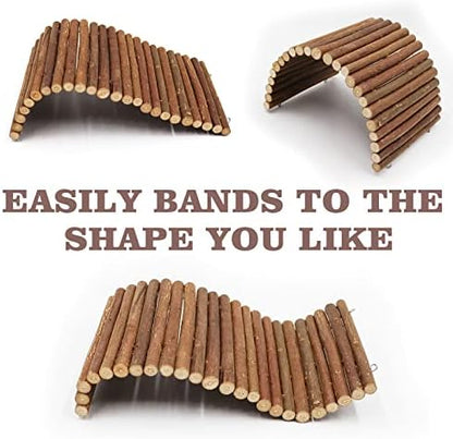 Hermit Crab Climbing Toys, Wooden Hermit Crab Hideout, Reptile Tank Habitat Decor, Bendable Ladder Bridge Tunnel Toys for Lizard Chameleon Hamster Rats Chinchilla Guinea Pig Rabbit Bearded Dragon