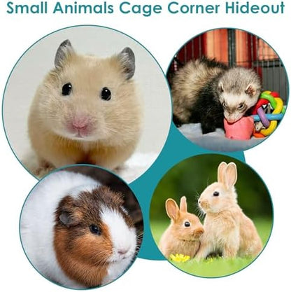 Forest Cage Corner Hideout, Pets Corner Hideout for Guinea Pigs, Rabbits, Ferrets, Chinchillas, Gerbils, Hedgehogs (Blue)
