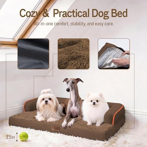 Comfort Expression Waterproof XXL Dog Bed with Bolster for Extra Large Dogs