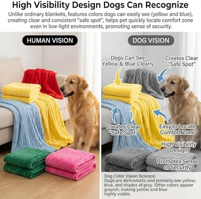 Emotional Support Blanket for Dogs, Yellow Blanket for Dog, Washable High Visibility Dog Blankets, for Help Reduce Pet Separation Anxiety (Yellow-L, 1Pcs)