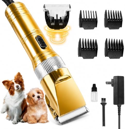 Professional Dog Grooming Clippers for Thick Coat - Dog Hair Trimmer for Grooming- Sheep Shears for Thick Hair – Pet Grooming Clippers for Dogs, Cats, Sheeps, Horse (Gold)