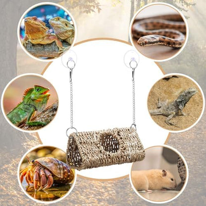 CroBlissful Bearded Dragon Tank Accessories, Triangle, Pale Yellow