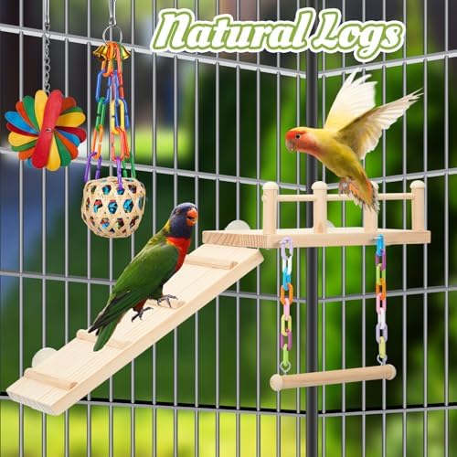 6 Pcs Parakeet Cockatiel Bird Toys,Interactive Style